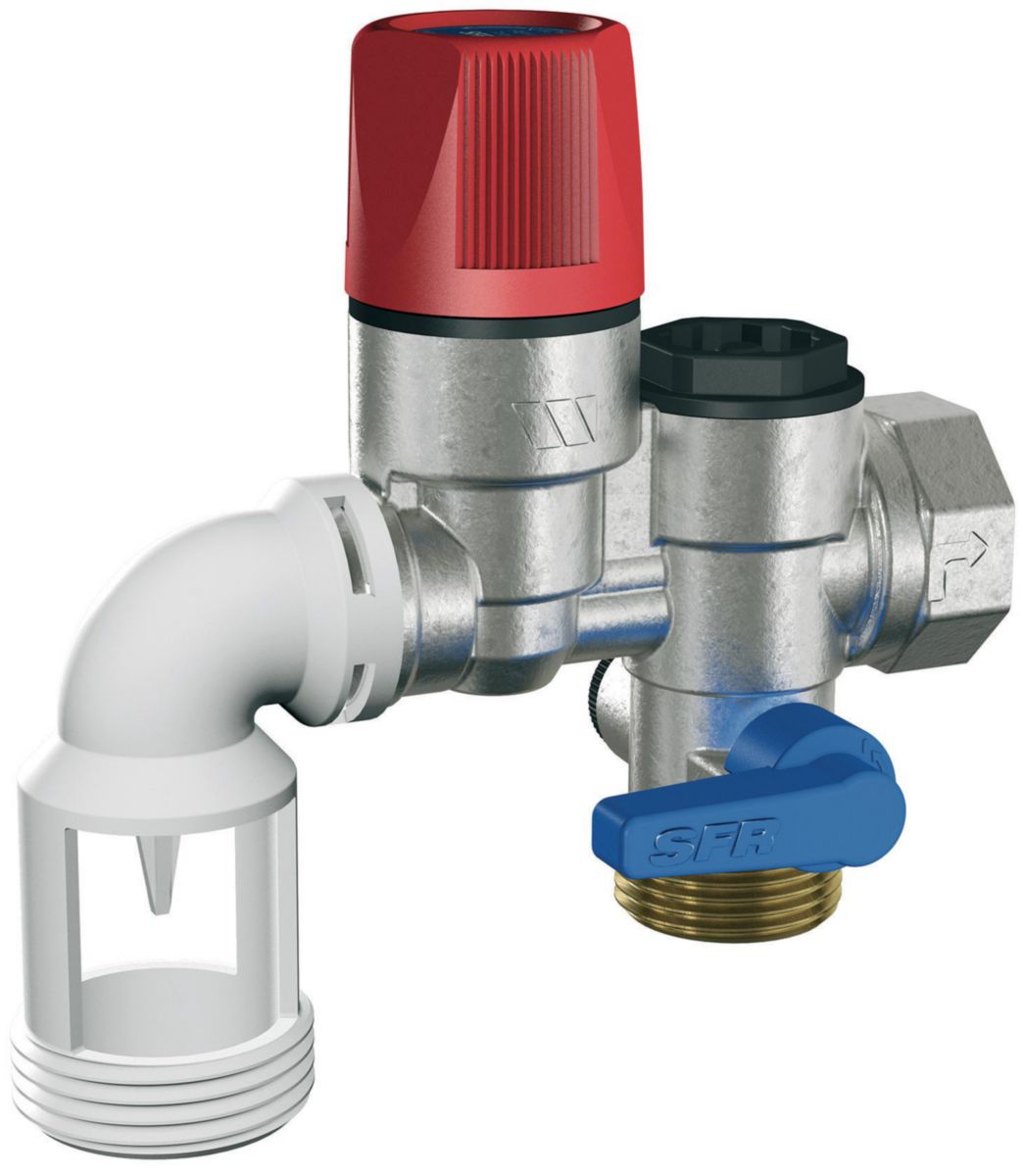 Groupe de sécurité chauffe-eau 20x27 inox coudé Réf 2252571