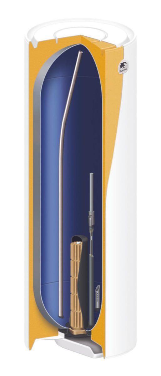 Chauffe-eau électrique Duralis Connect ACI Hybride 300L stable monophasé livré avec 1 raccord diélectrique 3/4'' Réf: 292049