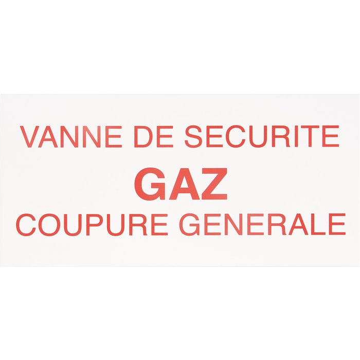 Etiquette Vanne Securite Gaz