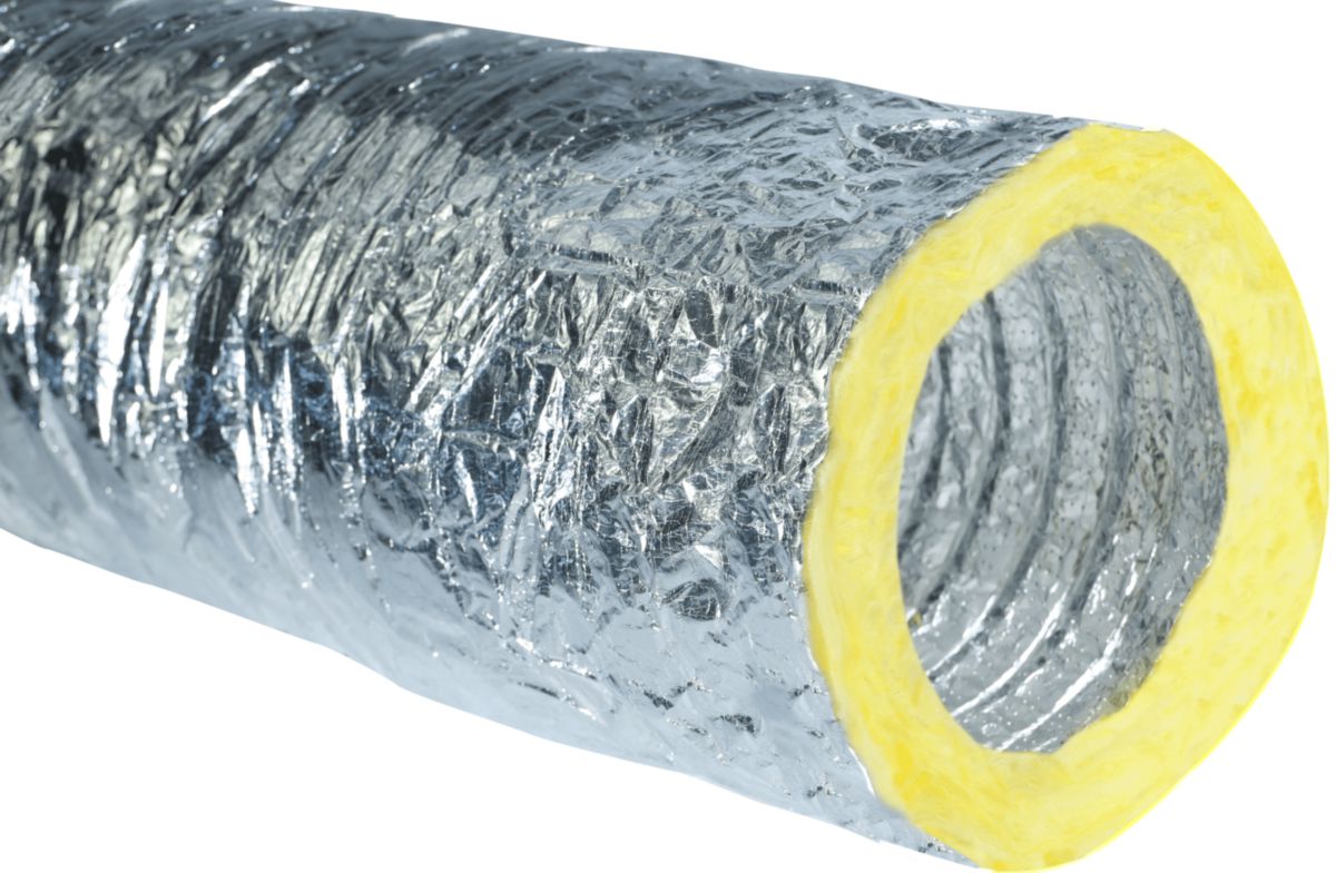 Gaine souple Alu calorifugée phonique M1/M1 10m épaisseur 25mm Ø165 réf ALU-M1/M1-165